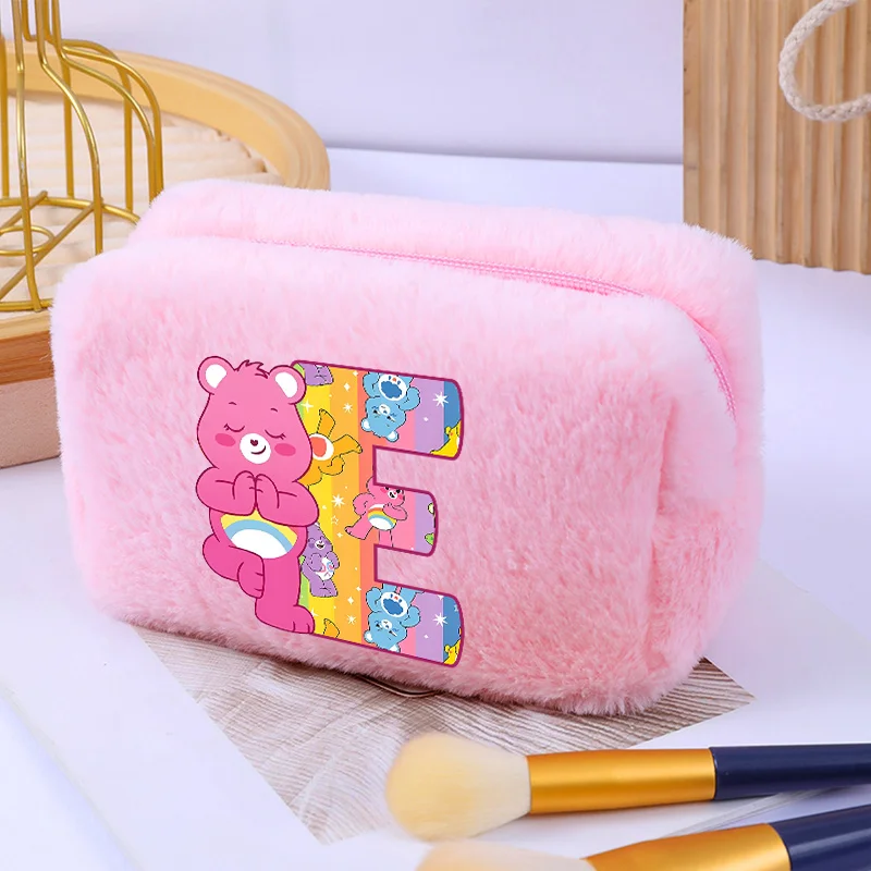 Caring Bears Makeup Bag School Office Cute Letter A-Z Pencil Pouch Girls Women Travel Cosmetics Organization Bag Birthday Gift