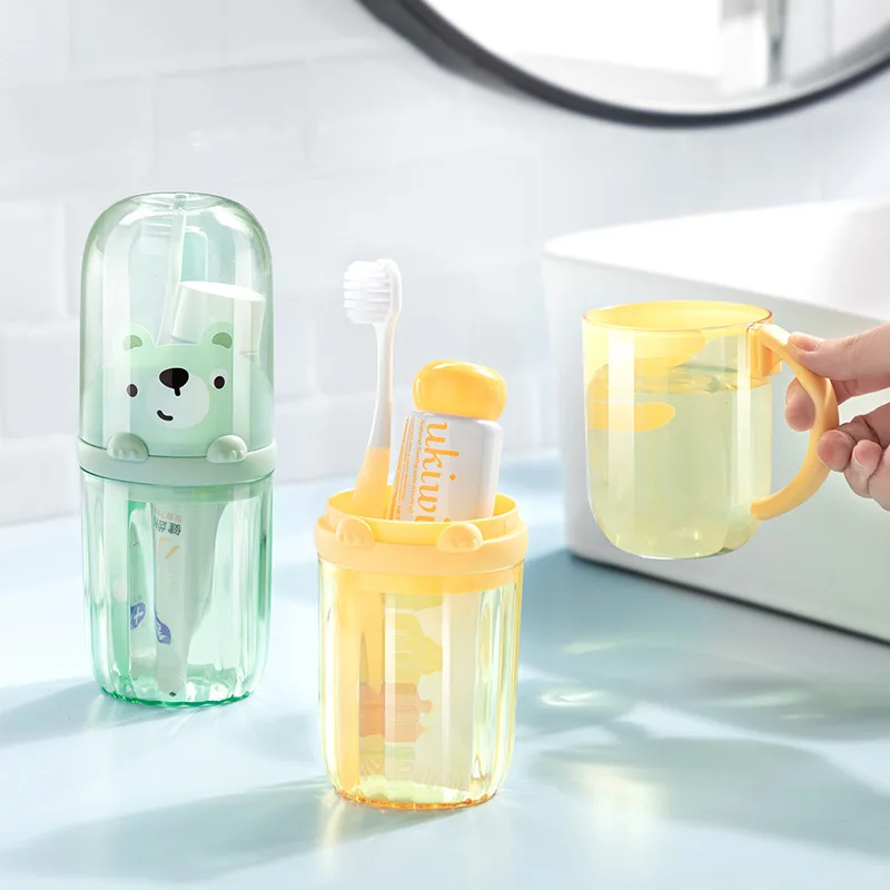 Portable Travel Toothbrush Gargle Cup Creative Cartoon Brush Cup Couple Gargle Cup Family Set Household Bathroom Supplies