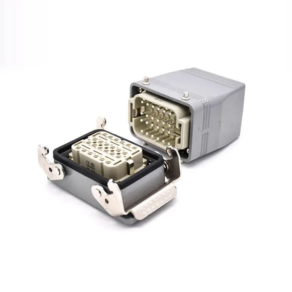 H10T 24 Pin Heavy Duty Connector Hasp Silver Plating Size PG29 Bulkhead Mounting