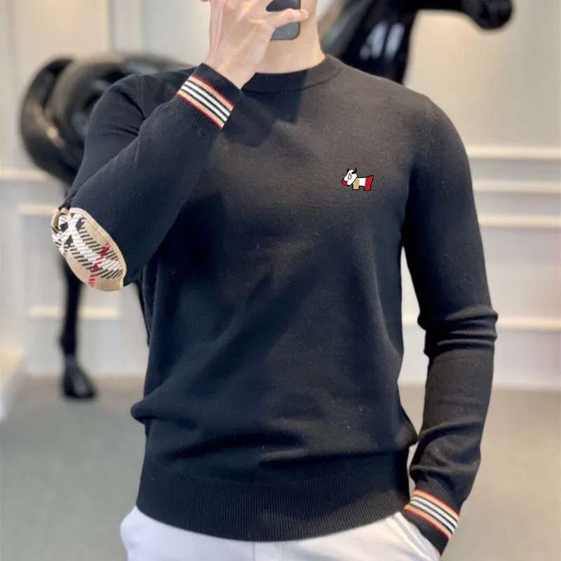 방풍니트골프 2024 Golf New Luxury Long Sleeves Fashion Casual Round Neck Windproof Blouse Autumn Golf Wear Men Korean Golf Sweater