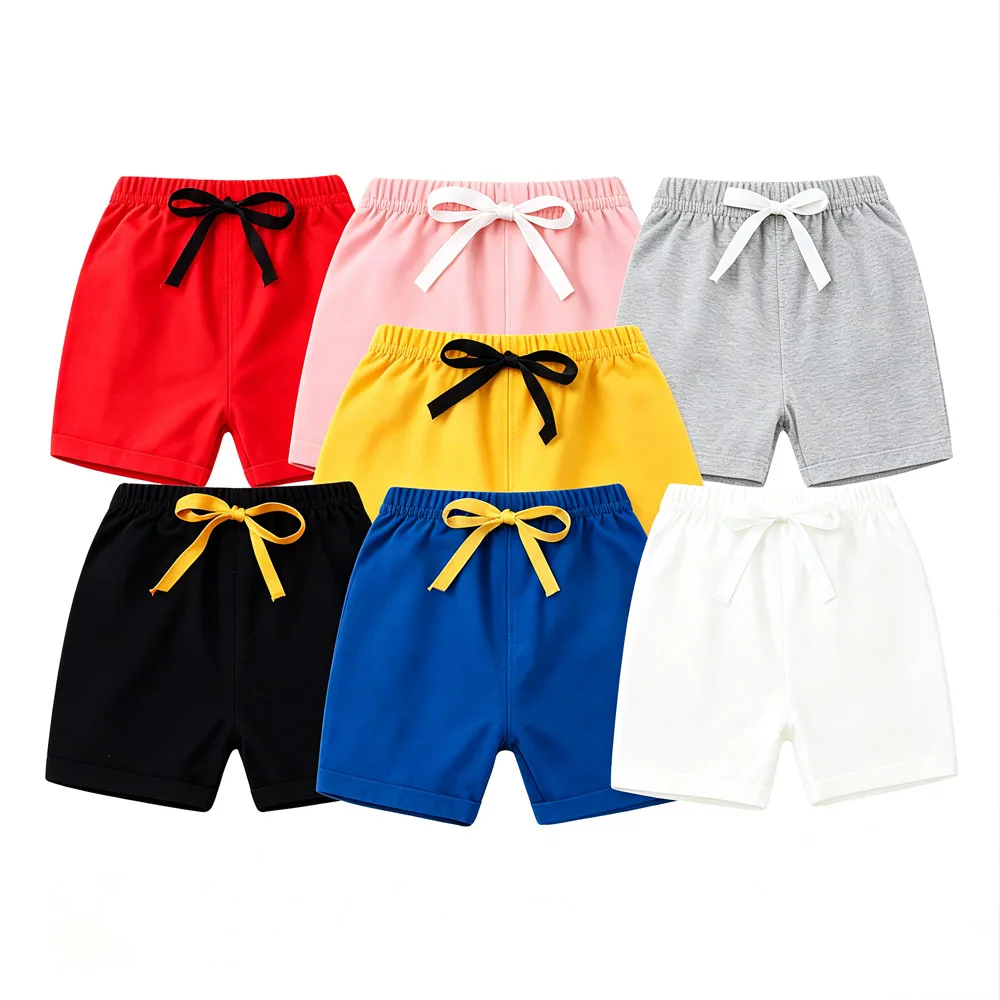 Boys Girls Shorts Kids Toddler Baby 1 2 3 4 5 6 Years 2026 Cotton Black White Casual Short Pants Children Shorts Summer Clothing