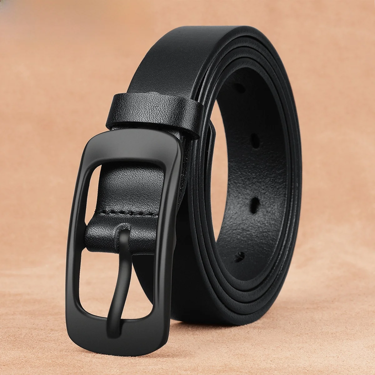 本革ベルト-レディース-カジュアル-バックル-ウエストベルト-ブラック-ジーンズ用-おしゃれ-薄型-韓国風-トップレイヤー-牛革ベルト