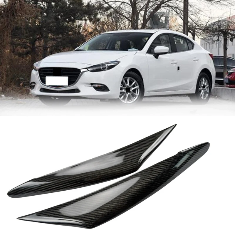 Penutup Trim alis mobil, aksesoris mata lampu depan serat karbon untuk Mazda 3 AXELA 2017-2018