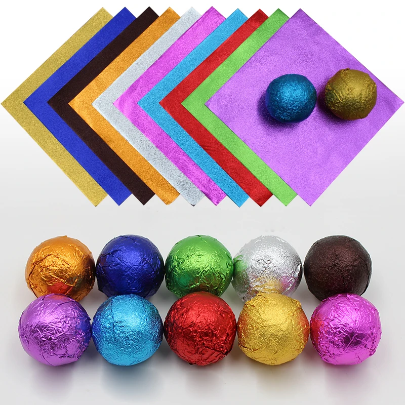100 sztuk 10x10CM DIY żywność folie aluminiowe opakowanie papierowe opakowanie na cukierki czekoladowe wesele prezent urodzinowy dekoracja