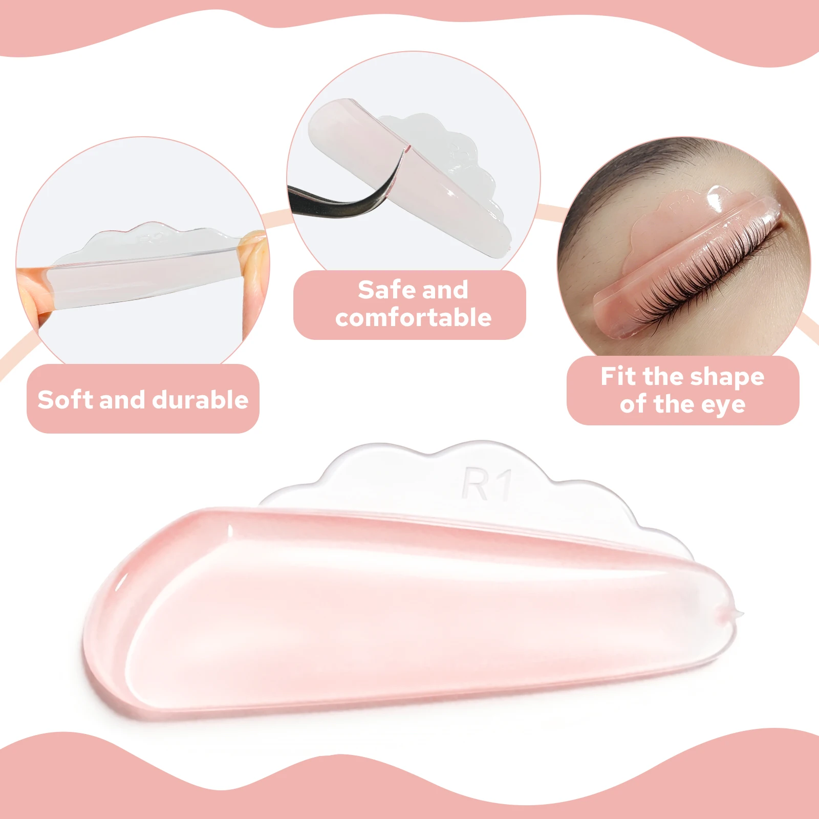 Lomansa Neu 4 Paar V-Curl Klebefreie Wimpern-Lifting-Pads Wimpernstäbchen Schutzschilde 3D Wimpernformer Zubehör Make-up-Tool – Detail 6