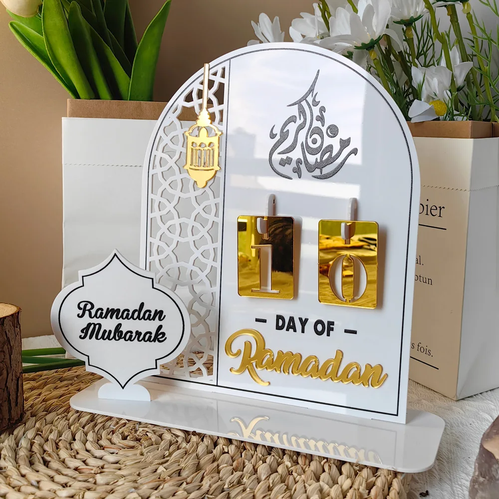 Acrylic Ramadan Countdown Calendar Gifts Day of Ramadan Calendar with Base Replacing Numbers Ramadan Mubarak Islam Advent Day