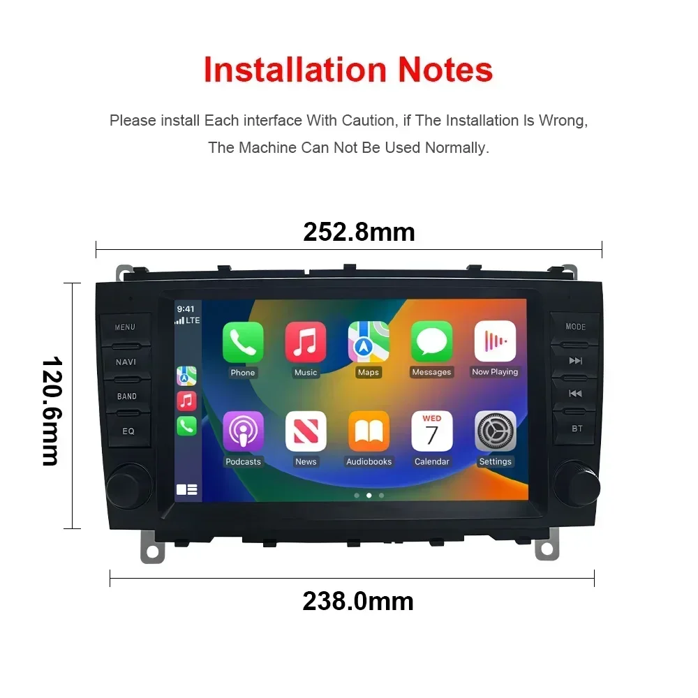 CHSTEK Car Radio Android 13 Carplay For Mercedes Benz C209 W203 CLC CLK 2004-2012 Multimedia Stereo Navigation Bluetooth WIFI 4G