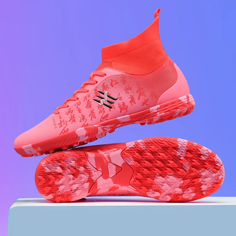 

Новые футбольные бутсы, мужские футбольные бутсы, профессиональные футбольные бутсы, высокие топы, нескользящие шипы для больших мальчиков, широкие тренировочные кроссовки