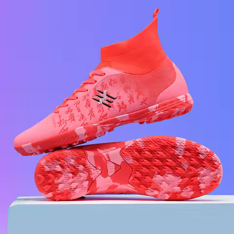 New Soccer Boots Men Football Shoes Cleats Professional Soccer Shoe High-Tops Non-Slip Spikes for Big Boys Wide Training Sneaker