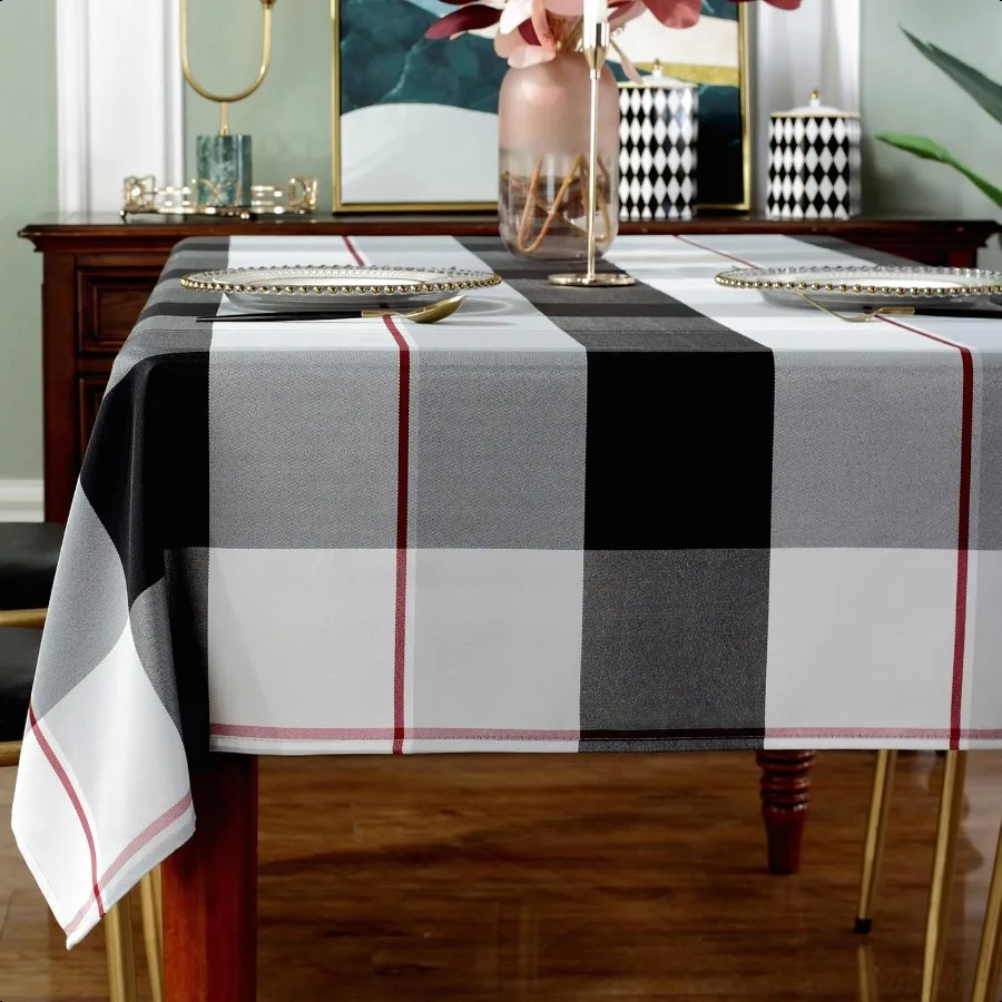

Rec Tablecloth Plaid Style Polyester Table Cloth Rec Oblong 60 x 84 (68 Seats Grey)