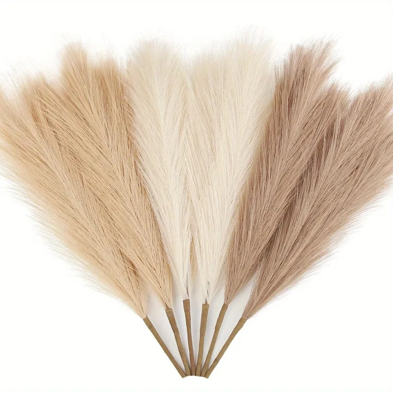 10pcs Faux Pampas Grass, Pampas Grass for Floor Vase, Pampas Grass Decor Tall for Vase Fillers, Boho Rustic Farmhouse Home Decor
