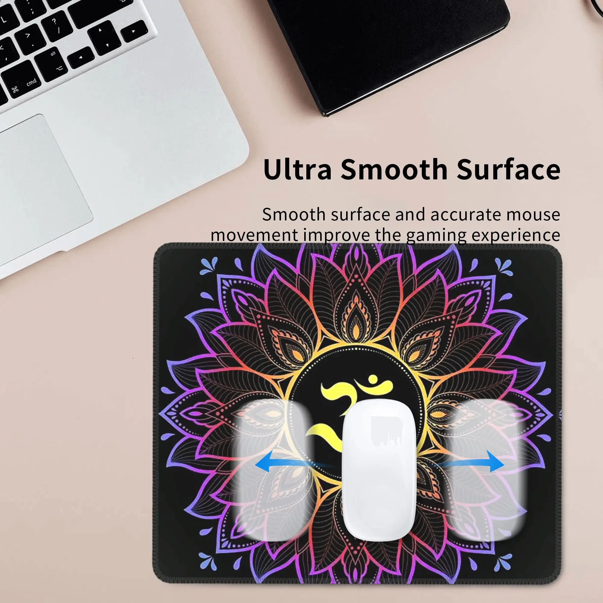 Gold Golden Mandala Om Yoga Aum Ohm Henna Mouse Pad Computer Keyboard Mouse Mat Gaming PC Laptop Desk Mat Accessories Table Mats