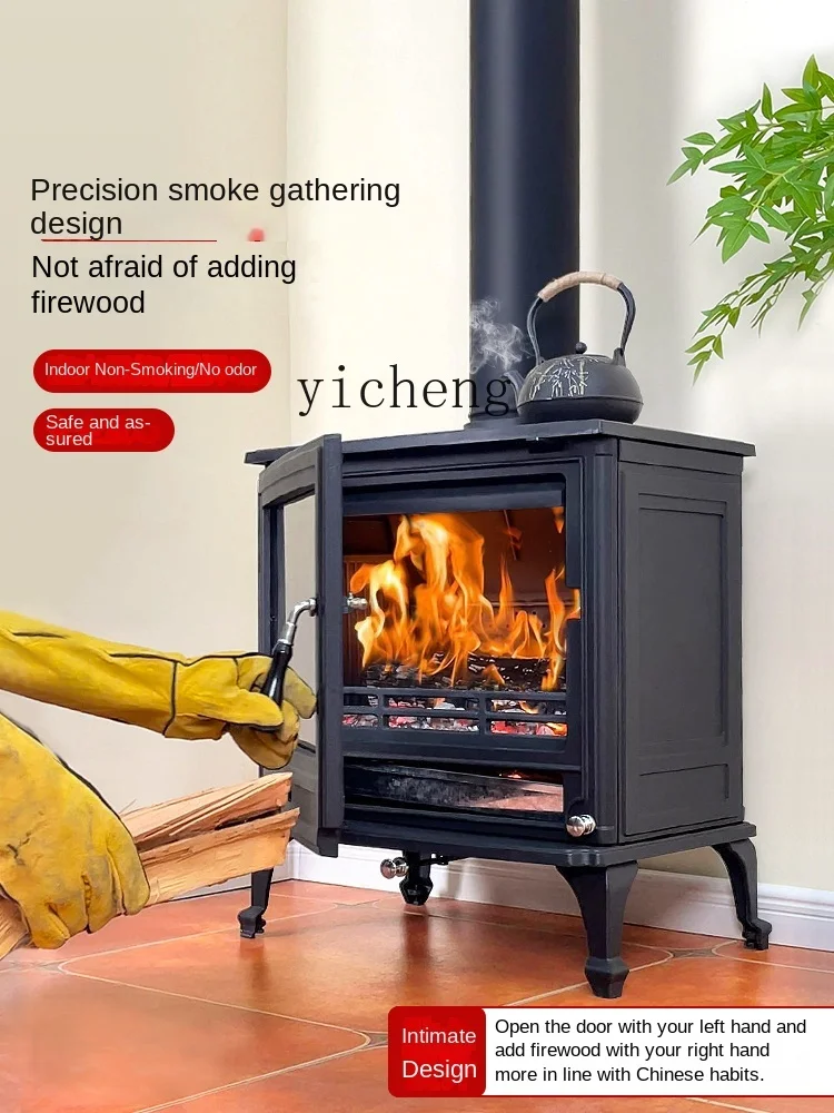 Tqh Real Fire Fireplace Household Firewood Fireplace Real Fire Firewood Burning Cast Iron Wood Burning Fireplace