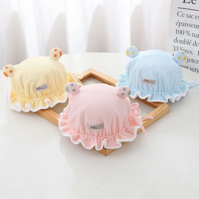 Gorro Fetal de dibujos animados para bebé de 0 a 8 meses, gorros con protección para la cabeza para recién nacido, gorro de pescador con cordón, gorros para Jersey para niños