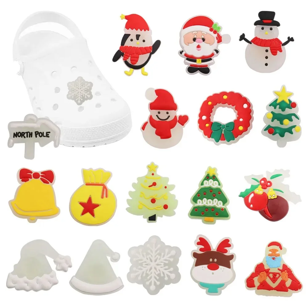 Nieuw Binnen 1 Stuks Pvc Groeien Op De Nacht Lichtgevende Bel Kerstboom Hoed Sneeuwvlok Santa Gat Slipper Decoratie Schoen Accessoires