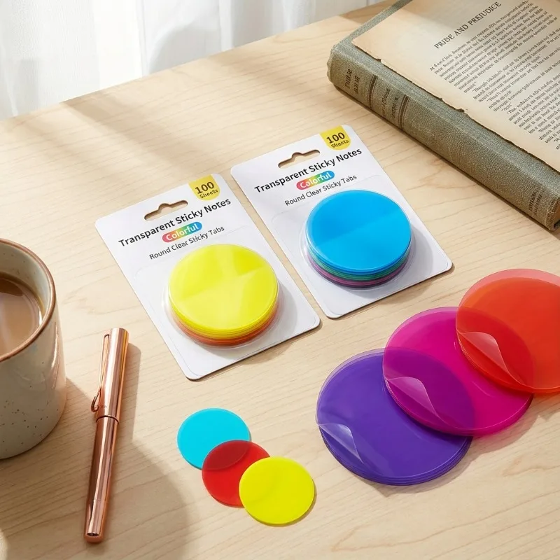 200/160Sheets Transparent Sticky Notes Colorful Sticky Tabs, Translucent Book Markers Page Flags Stickers, Office Study Supplies