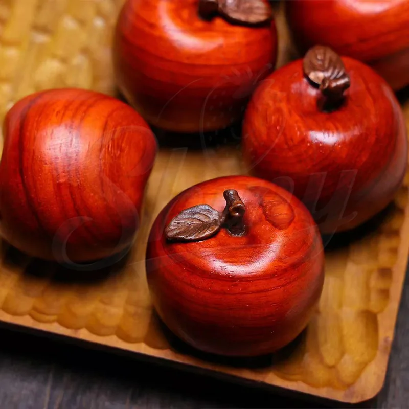 

Rosewood Carving Peace Apple Handle Piece Literature Car Tea Table Living Room Ornament Gift Decorations