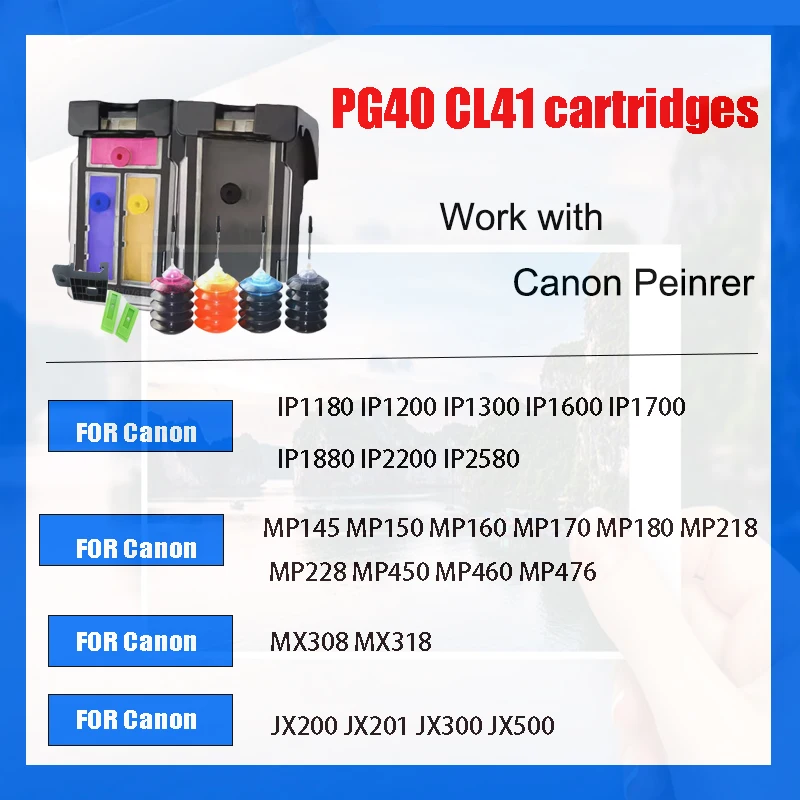 Einkshop PG-40 CL-41 PG40 CL41 Reusable Cartridge Is Applicable to Canon Pixma MP180 MP190 MP210 MP220 MP450 MP470 Printer