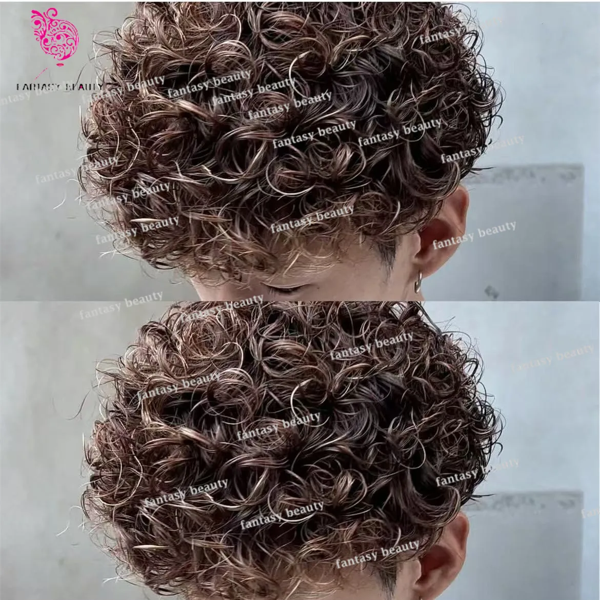 Natural hairline 20MM Afro Curly 100% Human hair wig Men's Toupee Thin skin PU  Capillary prosthesis Replacement System Male wig