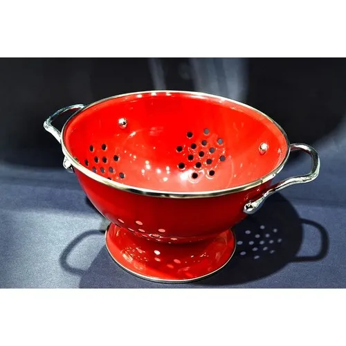 Evvehediyelikeşya Metal Should Keep Red Round Oil Sıçratmaz Strainer 16 X10 cm