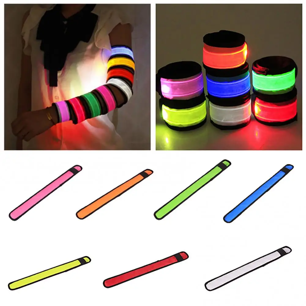 LED Flashing Slap Bracelet Light Up Glow Bracelet Wristband Vocal Concert Party Props Gift Sports Night Running Armband