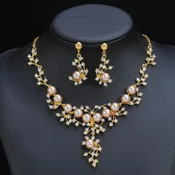 Pearl Necklace Set Women's Wedding Necklace Set Alloy Bridal Jewelry Sets for Women Accessories