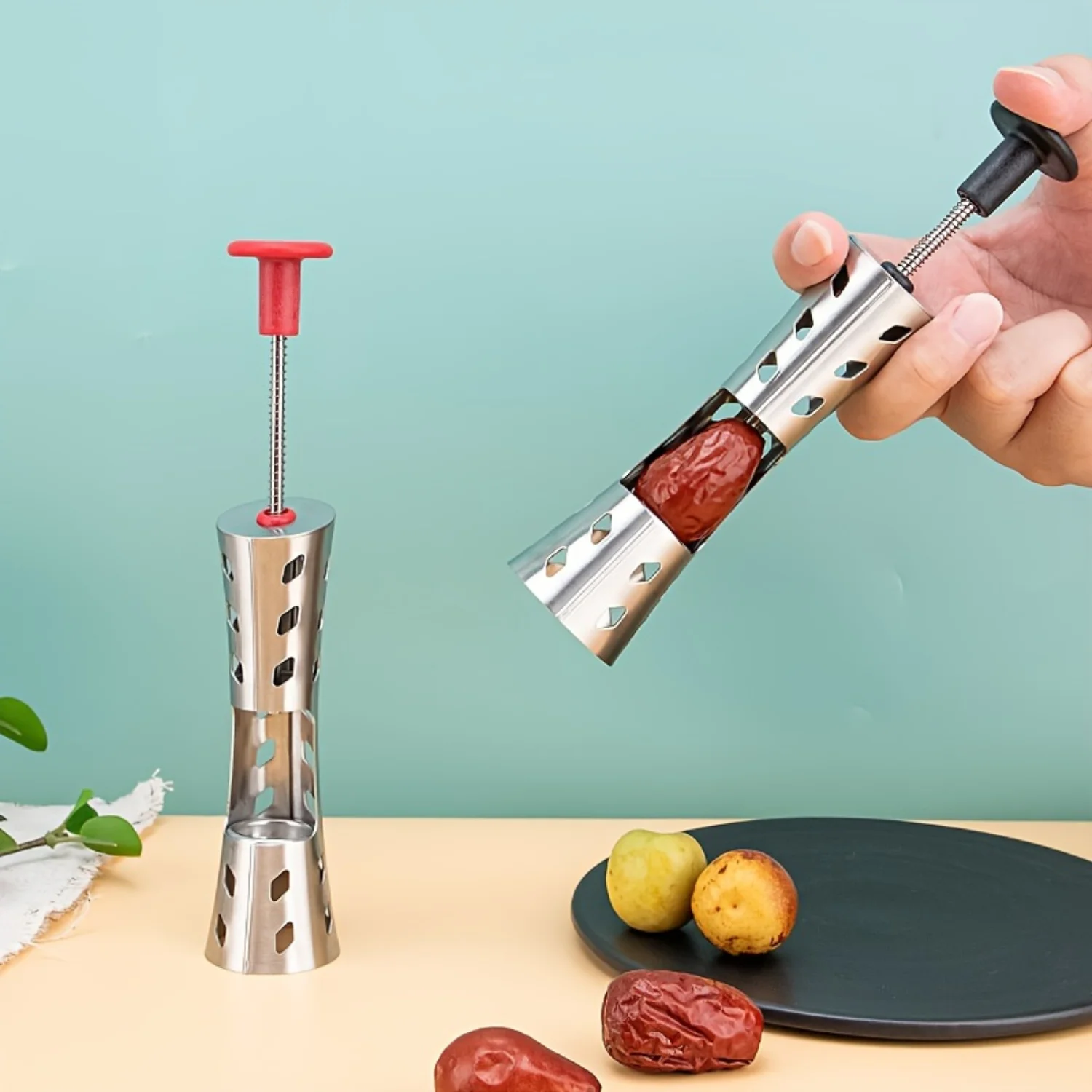 Easily Remove Cores from Cherries, Jujubes, and Olives with This Stainless Steel Pitter - Essential Gadget for Fruits and Veggie