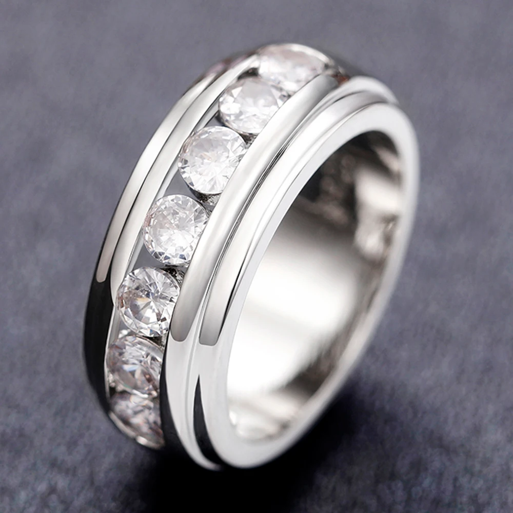 2026 Stylish Silver Color Finger Ring Female Wedding Bands Brilliant Crystal Accessories for Engagement Ceremony Timeless Gift