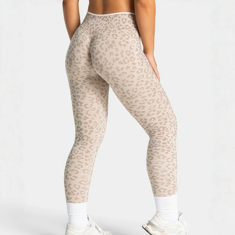 Sports Seamless Leopard Print Leggings Women High Elasticity Suitable for Fitness Running Yoga Scrunch Pants Gym Sport Legging