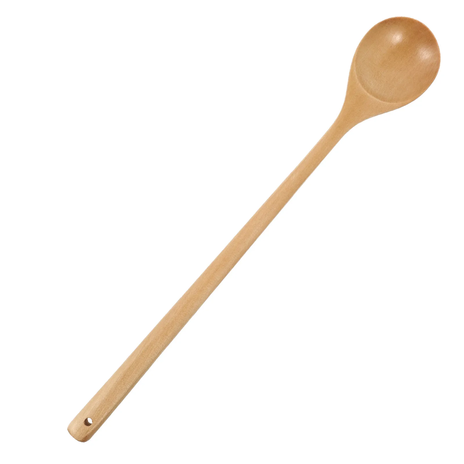 1pc Wooden Soup Spoon Long Handle Round Japanese Style Stirring Spoons For Kitchen Utensil Food Honey Mixing Spoons