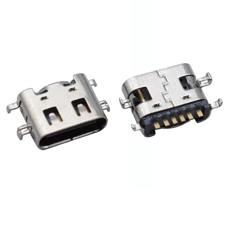 10pcs Type-c 6Pin single row pin sinking board 0.8/1.6 four pin plug-in board high current female seat horizontal USB Connector