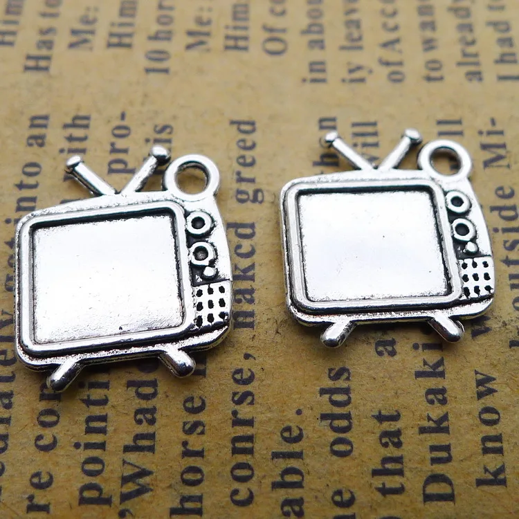 20 قطعة/الوحدة 15*13 مللي متر Alloy بها بنفسك سبائك معدنية العتيقة الفضة الرجعية التلفزيون قلادة Charm لصنع المجوهرات اليدوية #3