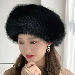 2023 Russian Hat Faux Fur Hat for Women Winter Fluffy Cold Weather Cap Warm Outdoor Hat