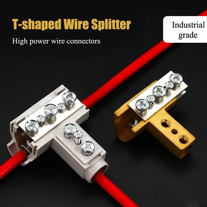 80-415A T-shaped Clamp Wire Splitter High-power Copper Cable Connector 3-way Branch Quick Wiring Terminal Block