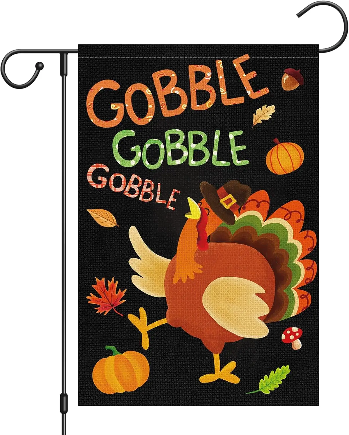Heyfibro Gobble Turkey Thanksgiving Garden Flag 12 x 18 Inch Vertical Double Sided Burlap, Fall Autumn Pumpkin Yard Flags fo yyi