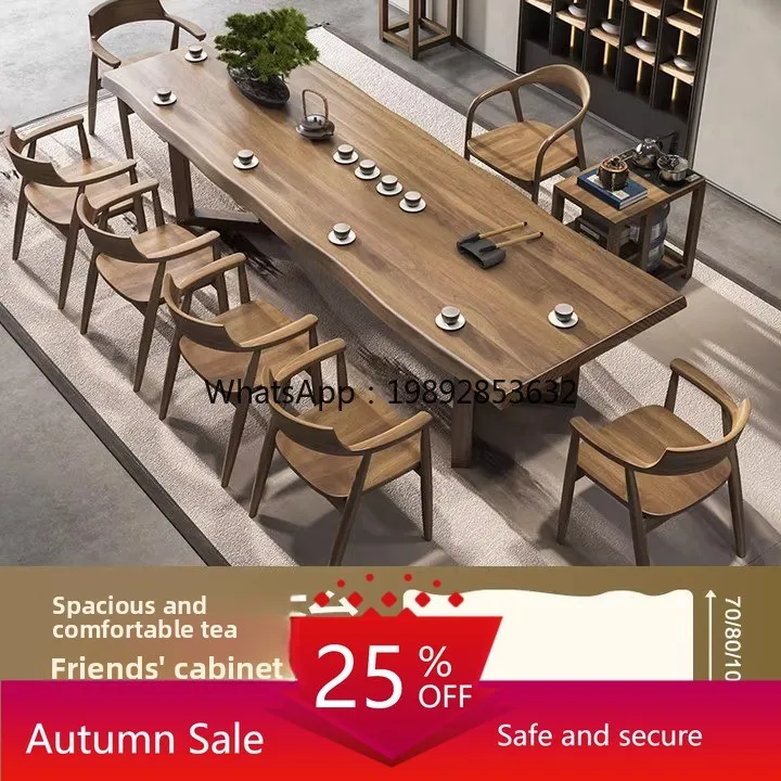 

LYY Solid Wood and Chair Set New Chinese Style Home Living Room Kung Fu Tea Table Office Tea Table Drinking