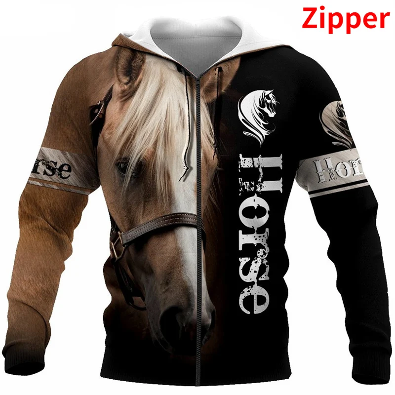 CLOOCL Horse Design New Animal Zip Hoodie Love Horse 3D All Over Printed Hoodie Jacket Unisex Hipster Pullover Sudadera Hombre