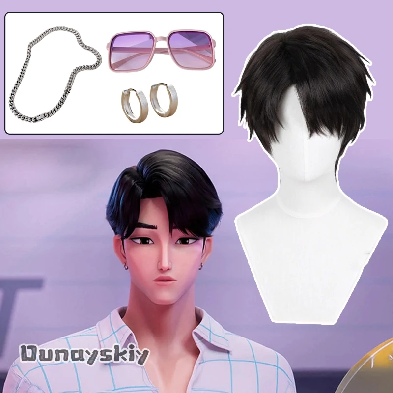 

Anime Movie Demon KPOP Saja Boys Jinu Cosplay Costume Jinu Wigs, Glasses, Earrings, Necklaces Accessory Halloween Disguise Prop