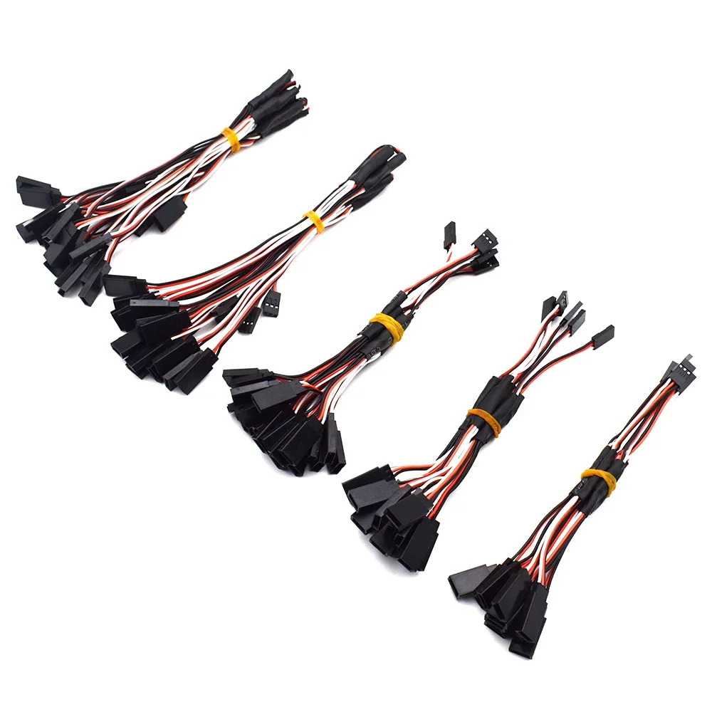 5 pz 100/150 // 200/300/500mm 1 to1 da 1 a 2 da 1 a 3 da 1 a 4 cavo di prolunga Servo RC maschio a femmina per Futaba JR RC modello