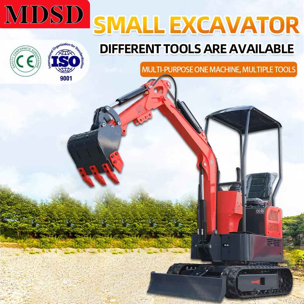 Mini Excavator Hidrolik Crawler Backhoe Digger Untuk Pertanian Rumah Tangga, Penggalian Parit, Pemasangan Kabel, dan Pengerukan Sungai, Kustomisasi Pabrik
