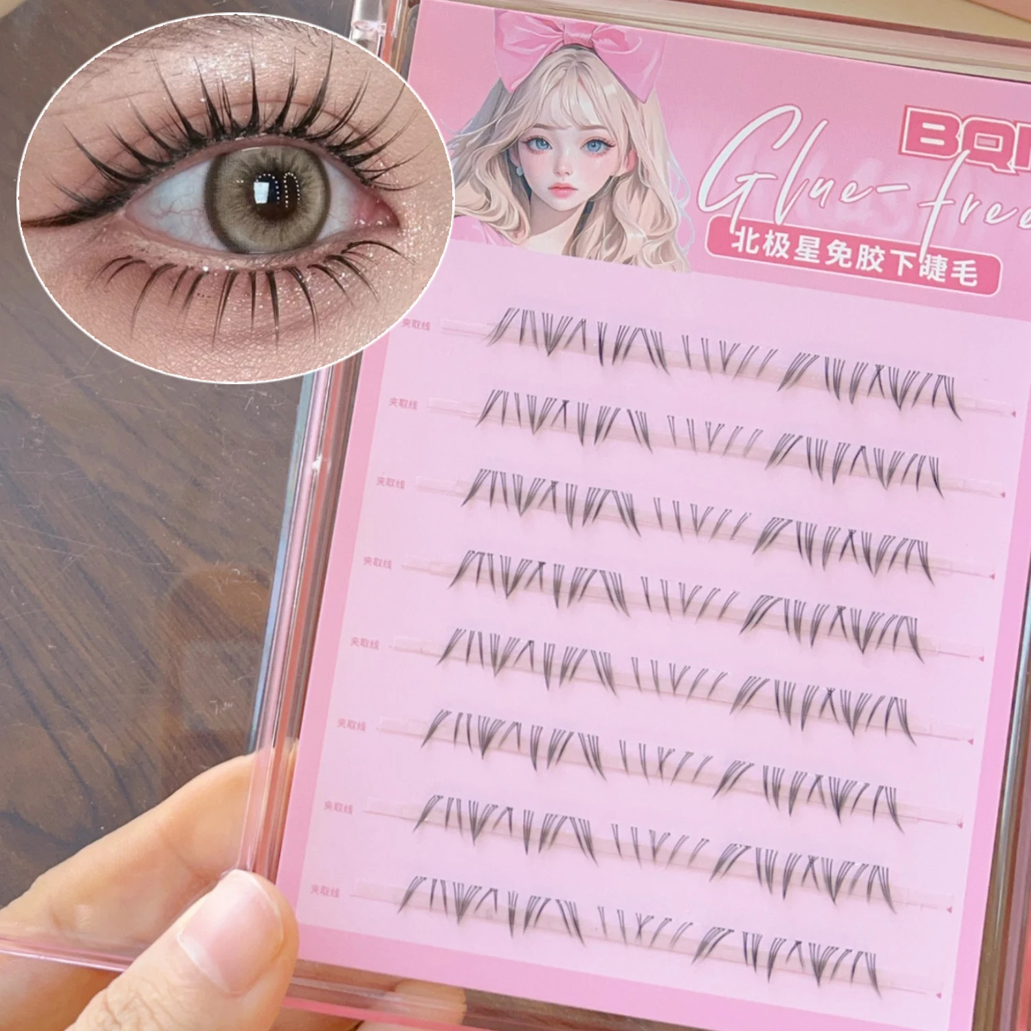 Cils inférieurs manga 5D sans colle, auto-adhésifs, sous cils naturels, tiges transparentes, style japonais, outils de maquillage