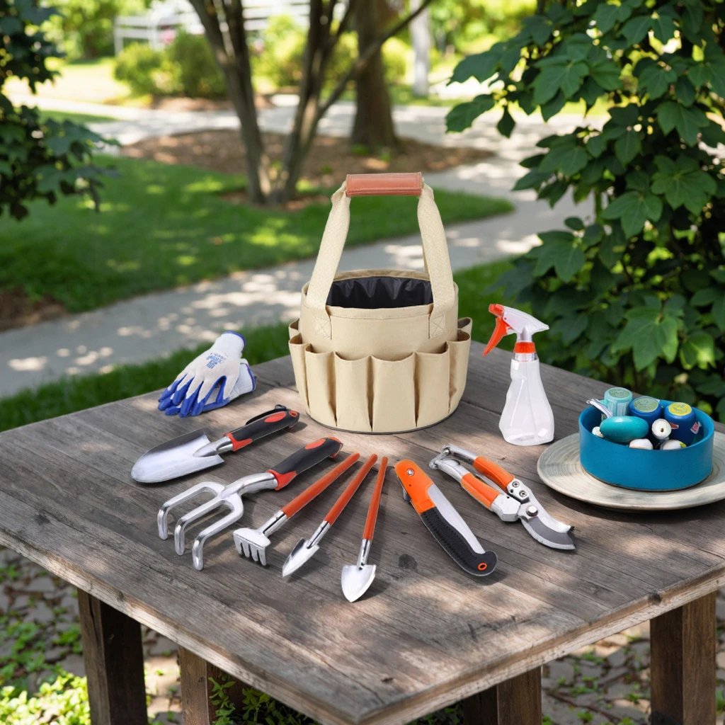 

Набор садовых инструментов из нержавеющей стали, усиленный, полный комплект с сумкой, перчатками, секатором, лопаткой и инструментами для садоводства в сумке для переноски