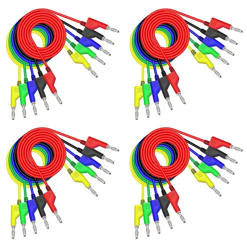CQMF-20PCS Stackable Banana To Banana Plug Test Leads Soft Electrical Test Cable Wire 3.3Ft/1M For Multimeter 1000V 15A