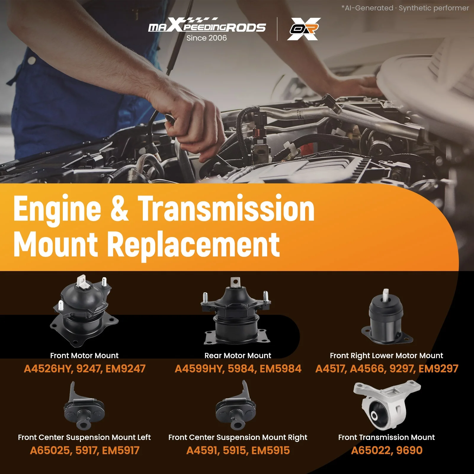 Engine Motor & Trans Mount Set For Acura TL Type-S V6 3.5L Sedan Auto 2007-2008