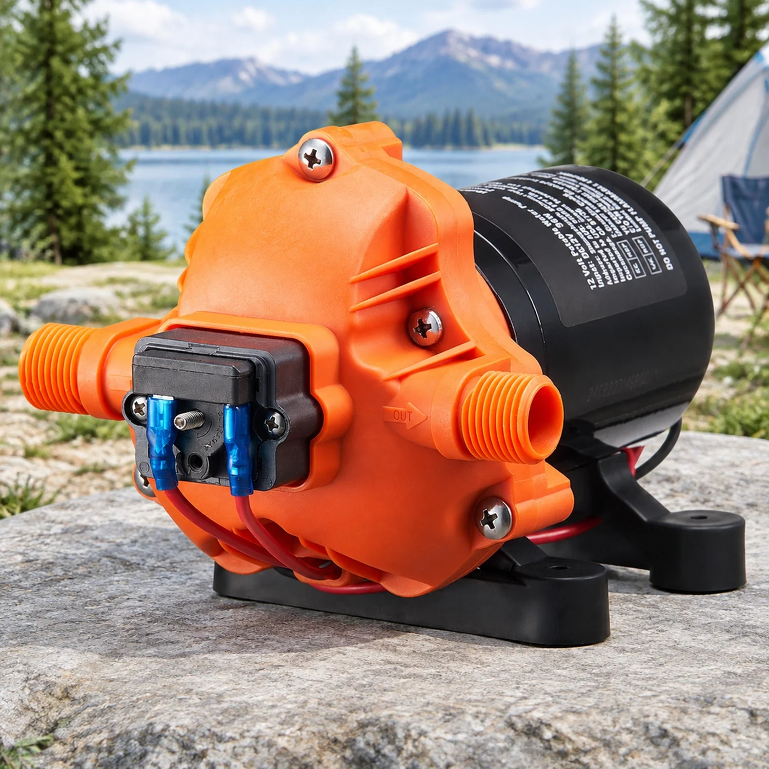 12V Diaphragm Pump, 3 GPM (11.36 L/min), 3-Chamber 12 Volt DC Water with Automatic Pressure Switch 40-100 PSI Adjustable, 50
