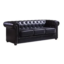 Europejskie meble domowe w stylu vintage Retro 3-osobowa kanapa wypoczynkowa salon wypoczynek skórzana hartowana sofa Chesterfield