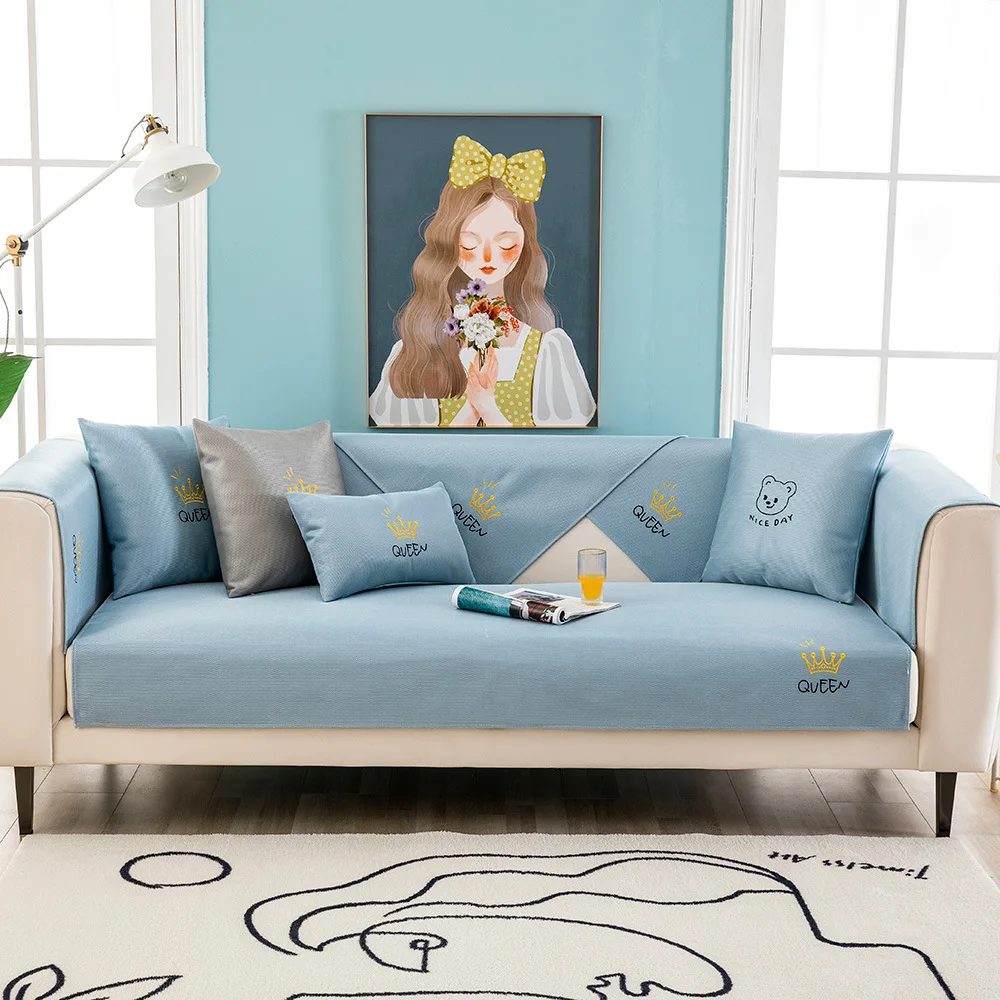Summer Ice Silk Sofa Cover Universal Non-slip Sofa Mat Cool Feeling Mat Cushion Sofa Towel Couch Slipcover for Living Room Decor
