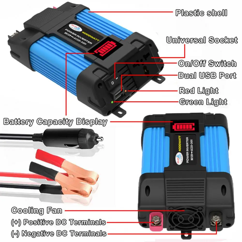 

Car Inverter 1 Set Reliable Data Display DC Terminals Car DC 12V Power Converter Charging Adapter Auto Accessories