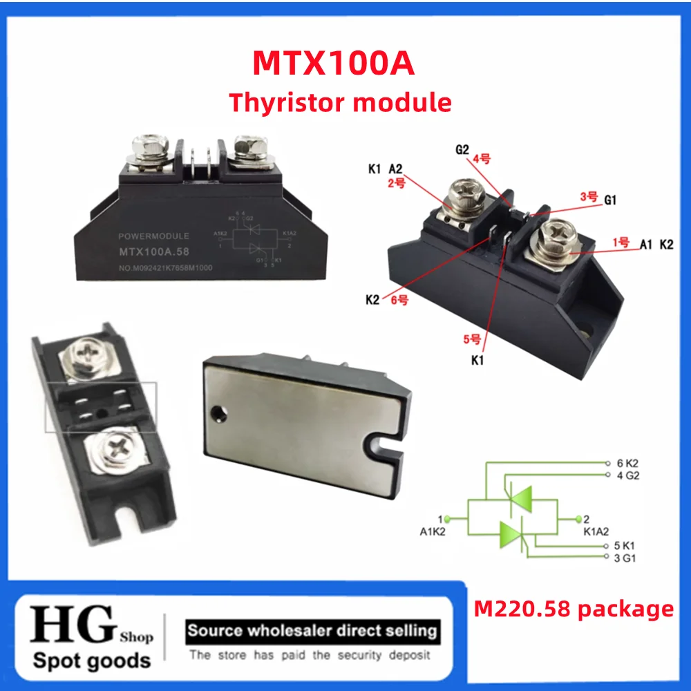 Módulo pequeño SCR MTX10A, 25A, 40A, 55A, 70A, 90A, 100A, 110A, 1000V, 1600V, calefacción eléctrica bidireccional, tiristor anti-paralelo, nuevo