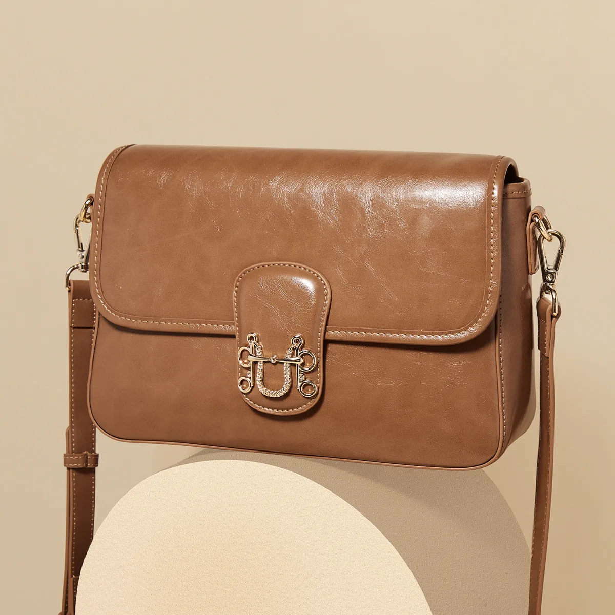 Split Leather Women's Crossbody Bag - Retro Flap Shoulder Purse